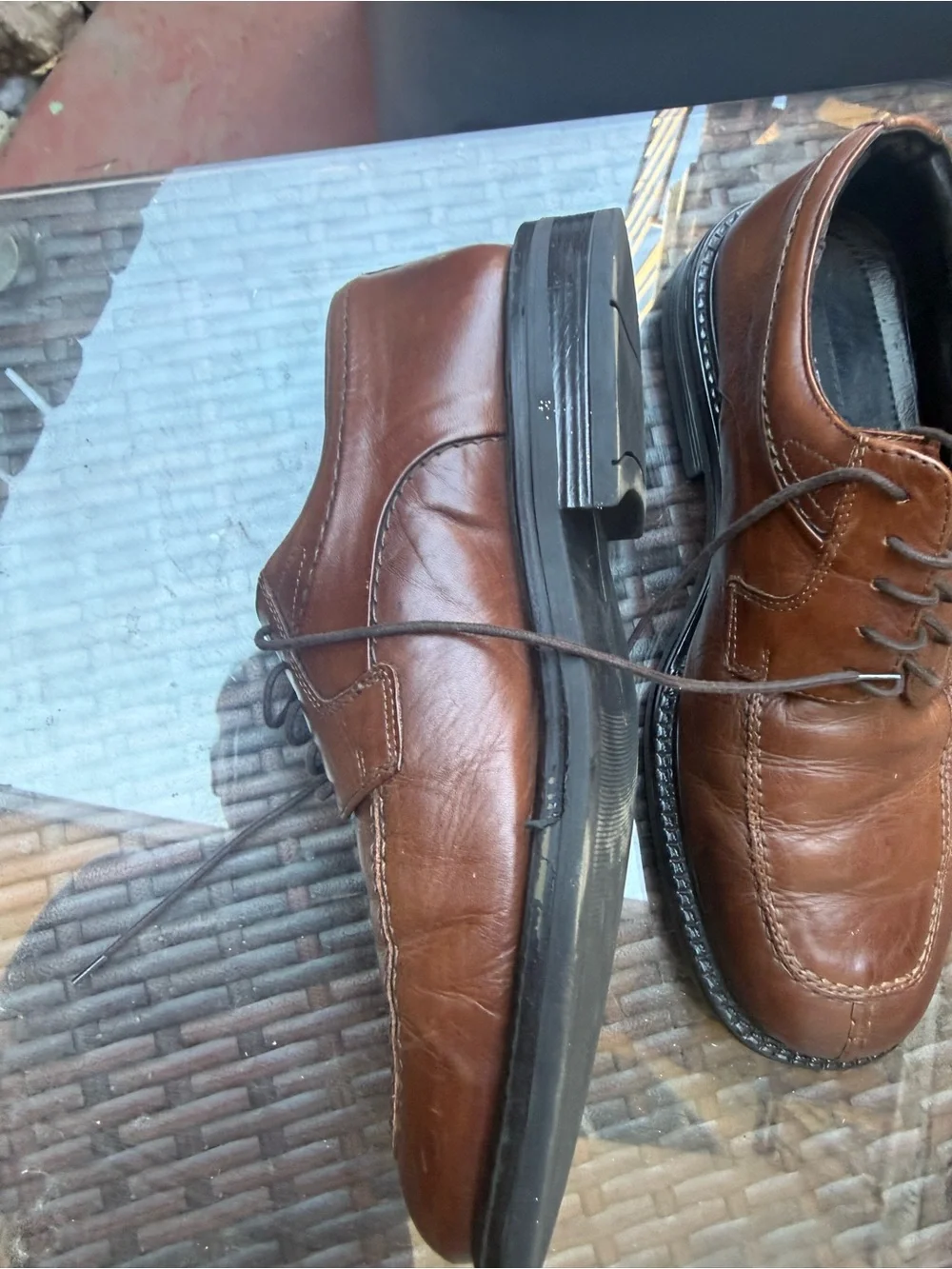 Alfani Brown Leather Lace-Up Oxfords